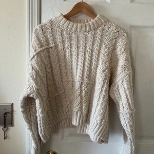 Zara Cable Knit Patchwork Sweater sz M